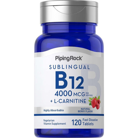 B12 (Sublingual) 4000 mcg (per serving) + L-Carnitine (Natural Berry), 120 QTY