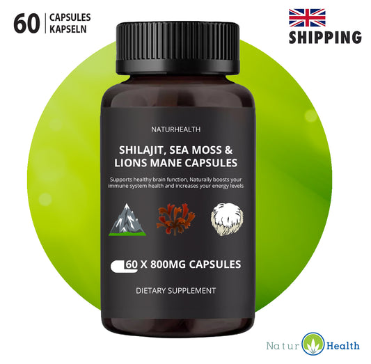 Shilajit Sea Moss and Lion's Mane - 60 Caps 800MG  UK